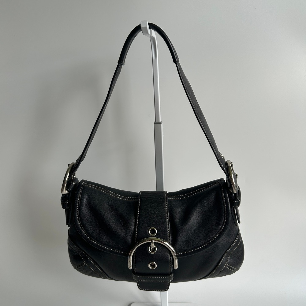 Coach Soho Buckle Strap Black Leather Shoulder Bag F10188